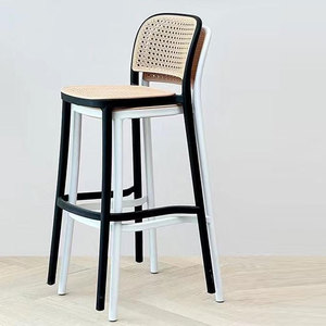 Sillas Altas de <span class=keywords><strong>Bar</strong></span> para Exteriores, Sillas Altas de Cocina, Sillas de Ratán para Restaurante, Apilables - Product Image 3