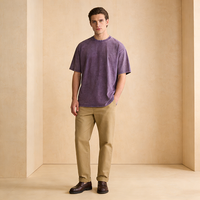 T-shirt en coton pour homme, 230 grammes, style mode, coupe oversize, col rond, motif uni, imprimé numérique, tricoté, délavé à l'acide