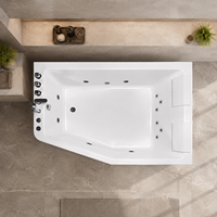Bak Mandi Pijat Whirlpool Modern 47x67 inci untuk Pasangan dengan Rok Asimetris dan Sandaran Kepala Terangkat