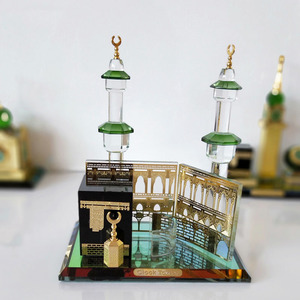 Modelo Kaaba negro de cristal con <span class=keywords><strong>torre</strong></span> y <span class=keywords><strong>reloj</strong></span> de diamante verde para Decoración - Product Image 4