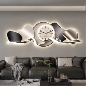 Dipinto Decorativo LED Moderno e Lussuoso con Orologio, Quadro in Porcellana Cristallina per <span class=keywords><strong>Soggiorno</strong></span> e <span class=keywords><strong>Parete</strong></span> Dietro il Divano - Product Image 1