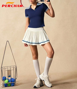 卸売新スタイルレディースストライプ半袖カジュアルフィットネススポーツポロシャツカスタムロゴOEMゴルフフィットネスジムスポーツウェア - Product Image 5