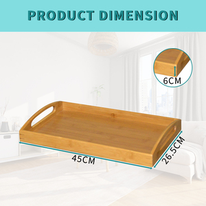 Plateau de service en bambou naturel avec poignées, grand plateau en bois pour servir le café, le petit-<span class=keywords><strong>d</strong></span>éjeuner au lit, plateau pour table à manger, <span class=keywords><strong>spa</strong></span>, café - Product Image 6