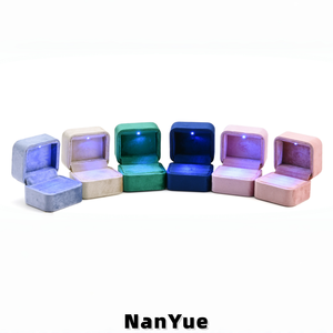 Romantic Square Luxury Velvet Led <strong>Ring</strong> <strong>Box</strong> Wedding Engagement Jewelry <strong>Box</strong> Custom Logo <strong>Ring</strong> Earrings Storage Gift <strong>Box</strong> Wholesale - Product Image 3
