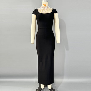 Women Summer Elegant Pencil Dress Sleeveless v-neck Slit Club Party Wear <b>Lady</b> Slim Print Maxi Dresses - Product Image 2