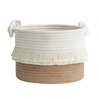 Panier de rangement circulaire en jute tressé à la main, naturel et écologique, avec poignées, taille et logo personnalisables, organisateur de vêtements multi-usages