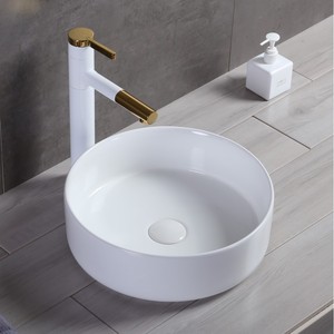 <b>Round</b> Countertop <b>Basin</b> Ceramic Sink Single Hole Easy Cleaning Bathroom Washbasin - Product Image 1