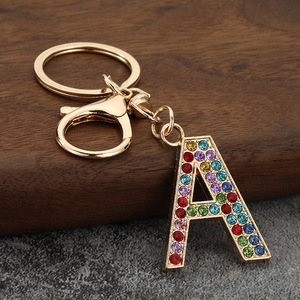 26 Initial Letter Rhinestone Keychain for Women Crystal Crown Gold Plated Metal <b>Ring</b> Bag <b>Car</b> <b>Key</b> Chains DIY Accessories - Product Image 2