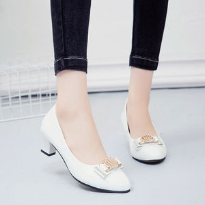 Women's <b>Pumps</b> Chunky Heel Rhinestone Bow Work Shoes Plus Size 46cm Wedge Heel - Product Image 4