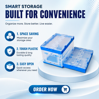 Boîte de rangement pliable pour la maison, transparente, visible, murale, en plastique, empilable, organiseur de placard, OEM