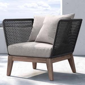 Ensemble de canapés d'extérieur en rotin en forme de L, structure en teck et aluminium, mobilier de jardin imperméable, design nordique, pour villa et cour, loisirs - Product Image 4