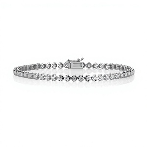 Pulsera de tenis con diamantes de corte brillante redondo y moissanita, de plata 925 y acero inoxidable, joyería de boda para mujer - Product Image 1