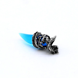 Pendentif Dragon en acier inoxydable avec pierre précieuse bleue, collier pour garçons, bijoux cadeau, design rétro à la mode, motif du zodiaque animal - Product Image 3