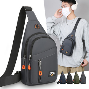 Men's Chest <b>Bag</b> Nylon Water Resistant Sport Casual Crossbody <b>Bag</b> Gray <b>Black</b> Military Green Dark Blue - Product Image 1