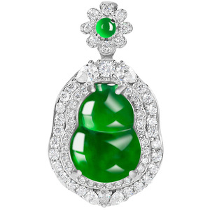 Pendentif en jade de jadeite naturel en forme de gourde, argent S925, bijoux pour femmes, design original, style chinois, cadeau avec certificat d'évaluation <span class=keywords><strong>D649</strong></span> - Product Image 5