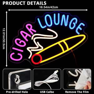 Acrylique Cigar Lounge Enseigne Au Néon pour Home Business Art Decor Salle De Réception Man Cave Smoke Shops Bar Party Store - Product Image 2