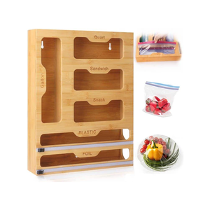 6 In 1 Natural Bamboo Ziplock Bag Storage Organizer Bamboo Ziplock Bag Organizer For Kitchen Sandwich Gallon
