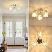 Lustre Nordique Moderne à Trois Têtes en Fer et Cristal, LED Chaleureux, Luxueux, Minimaliste et Créatif pour Salon, Chambre, Couloir, Bar, Comptoir
