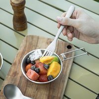 Batterie de cuisine pour l'extérieur Bol de camping en acier inoxydable avec passoire Louche Cuillère à soupe Couverts