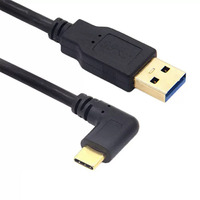 Kabel USB Type C Male ke Male 90 Derajat Elbow, Kabel USB 3.1 Type C 90 Derajat Berbahan Aluminium Alloy, Kabel USB C Bersudut