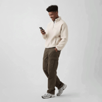 Sweat-shirt à capuche léger en laine pour homme, col zippé, style décontracté, idéal pour l'hiver et les activités de plein air, avec doublure polaire Sherpa, manches longues, modèle pull-over.