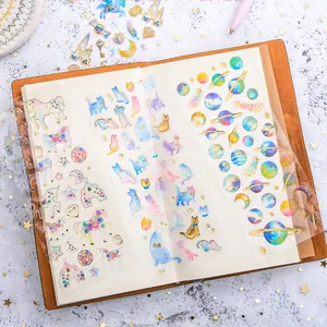 Stiker perencana jurnal pvc epoxy dekorasi berkilau, mewah kustom, kertas emas dekorasi, lembar kristal hadiah anak untuk ponsel laptop