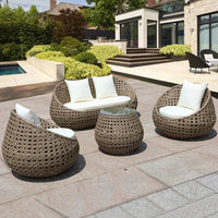 Ensemble de canapés en rotin pour l'extérieur - Design minimaliste moderne, coussins en éponge plastique imperméables et mobiles, balcon, cour, jardin