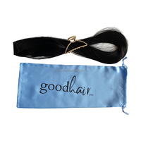 Pochettes en satin blanc avec cordon de serrage et logo personnalisé pour masque de sommeil