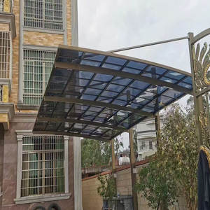 Abri de voiture/garage/abri de stationnement extérieur moderne en polycarbonate traité thermiquement avec toit en arche, structure en aluminium et revêtement en poudre - Product Image 3