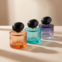 Flacon de parfum cylindrique multicolore 50 ml, bouchon noir mat brillant effet galet, vaporisateur de parfum écologique personnalisé pour hommes et femmes