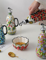 Bouteille de Rangement en Céramique Série Bohème Personnalisable pour Huile et Sauce Soja, pour Restaurants et Hôtels, Taille M (401-500ml), Option Vente en Gros
