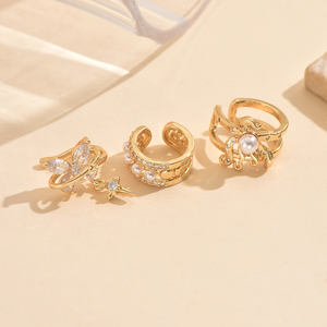 Pendientes de cobre estilo INS minimalistas de gama alta para mujer, nueva moda geométrica de moda, pendientes de aro multiestilo con Clip de circón, regalo - Product Image 3