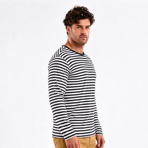 Casual Mens and <b>Womens</b> Wholesale Striped <b>T</b>-<b>shirt</b> 100% Cotton Custom Sailors Stripe <b>Long</b> Sleeve <b>t</b> <b>Shirt</b> <b>for</b> Unisex - Product Image 2