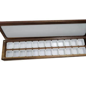 Xinyi Art 12/24 Wells Caja de paleta de acuarela de <span class=keywords><strong>madera</strong></span> de nogal Caja de paletas de pinturas portátil de viaje para artistas - Product Image 4
