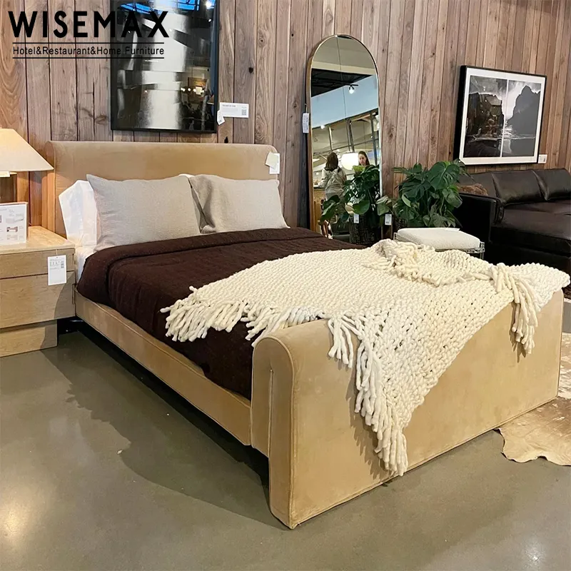 WISEMAX мебель camas modernas мебель для спальни простая деревянная кровать размера «king-size» ткань для виллы спальня матрас размера «queen-size»