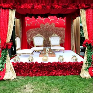 Maharani Wedding Stage Embroidered Backdrops Traditional Indian Wedding Embroidered Backdrops Hindu Wedding Embroidered Curtains - Product Image 1