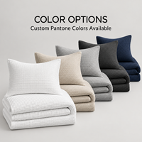 Ensemble de housse de couette gaufrée en coton personnalisable en gros avec envers en coton uni pour hôtels et complexes hôtelie
