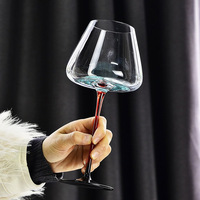 Verre à vin rouge bordeaux de luxe léger européen, fait main, grande capacité 24,01 oz, forme classique, fond noir, option personnalisée