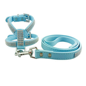 Pabrik grosir kulit PU kristal aksesoris anjing berlian imitasi mewah anjing <span class=keywords><strong>bling</strong></span> <span class=keywords><strong>harness</strong></span> dengan tali - Product Image 4