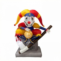 Décoration de jardin d'Halloween NORCO 6FT, clown gonflable effrayant sur pierre tombale avec faucille et éclairage LED