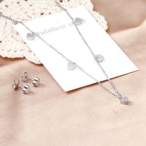 Parures de bijoux tendance en cristal coloré en forme de cœur, parures de bijoux plaquées or, parures de bijoux en acier inoxydable pour femmes - Product Image 6