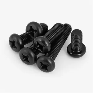 Din7985 black aluminum zinc truss Cross partially threaded slotted slot pan head machine bolt screw