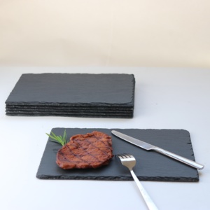 Planches à fromage plateau alimentaire, 12 pièces, différentes tailles et formes, en pierre noire naturelle, plaques bon marché - Product Image 4