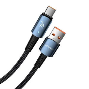 Essager Kabel USB Tipe C, Kabel Data Pengisian Daya Cepat 7A untuk Huawei P40 P30 Pro 100W untuk Oneplus Samsung Realme USB-C