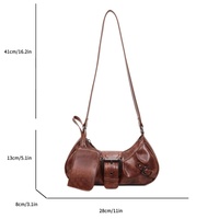 Sac bandoulière vintage en PU pour femme, style moto, avec fermeture éclair, doublure légère en polyester, pour les trajets quotidiens