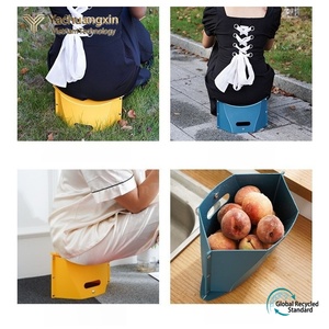 Foldable Outdoor <b>Garden</b> Chair PP Plastic Oval Shape Modern Design Portable <b>Stool</b> Red Yellow Blue Colors - Product Image 3