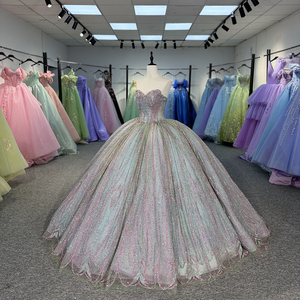 For 6800 Colorful Sweetheart Empire Puffy Women's Quinceanera Dresses with Beading Appliques Crystal Natural Waistline - Product Image 3
