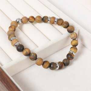 Bohemian Natural Stone <b>Beaded</b> <b>Bracelet</b> Rose Gold Plated Unisex Jewelry - Product Image 2