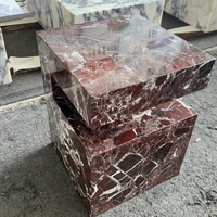 Table d'appoint en marbre Rosso Levanto, table basse avec design moderne poli et sculpté, pour appartement, chambre, villa, salon