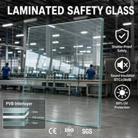 Vidrio Laminado de Seguridad Templado PVB de 6.38mm, 8.38mm, 10.38mm, 12.38mm para Barandillas de Escaleras, Balcones y Muros Cortina - Precio